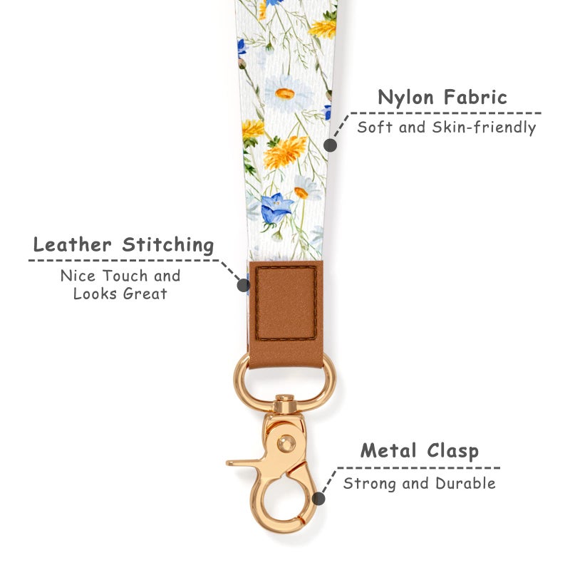 Hsxnam Neck Lanyard Key Chain  Long Lanyard Strap Keychain Holder for Women Men Car Keys ID Badges Card Wallet Phone Camera  Daisy Flower - Image 3